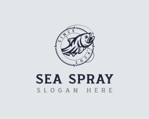 Sea Bass Fishing Hook logo design