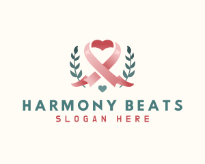 Leaf Pink Ribbon Heart  Logo