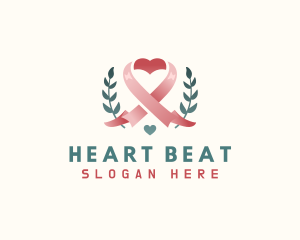 Leaf Pink Ribbon Heart  logo design