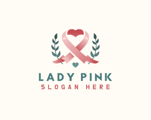 Leaf Pink Ribbon Heart  logo design