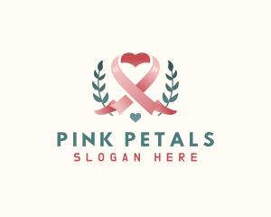 Leaf Pink Ribbon Heart  logo design