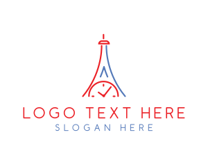 French - Clock Tower Structure logo design
