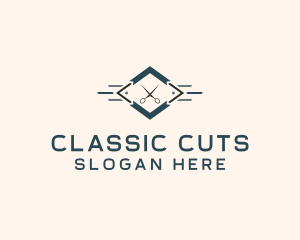 Hipster Scissor Barber logo design