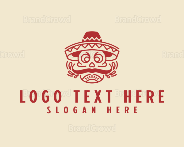 Mexican Sombrero Skull Logo