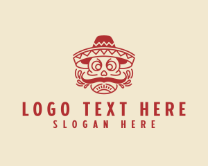 Dia De Los Muertos - Mexican Sombrero Skull logo design