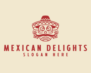 Mexican Sombrero Skull  logo design