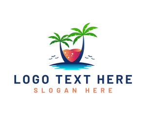 Coast - Palm Tree Island Drink logo design