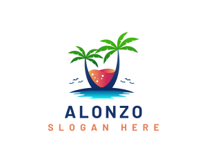 Palm Tree Island Drink logo design