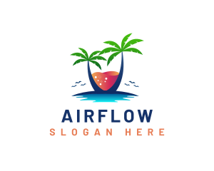 Palm Tree Island Drink logo design