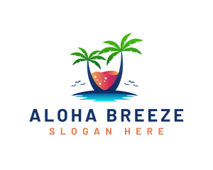 Palm Tree Island Drink logo design