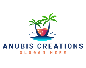 Palm Tree Island Drink logo design