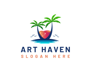 Palm Tree Island Drink logo design