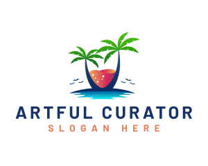 Palm Tree Island Drink logo design