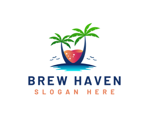 Palm Tree Island Drink logo design