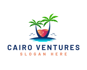 Palm Tree Island Drink logo design