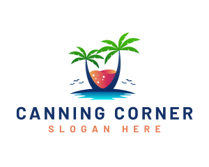 Palm Tree Island Drink logo design