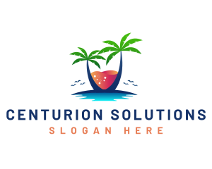 Palm Tree Island Drink logo design