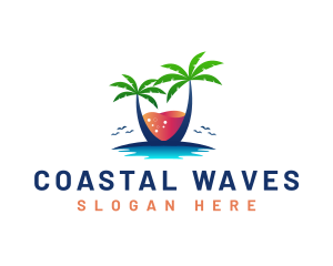 Shore - Palm Tree Island Drink logo design