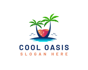 Refreshment - Palm Tree Island Drink logo design