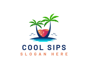 Refreshment - Palm Tree Island Drink logo design