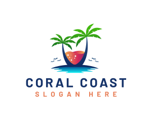 Palm Tree Island Drink logo design