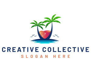 Palm Tree Island Drink logo design