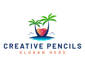 Palm Tree Island Drink logo design