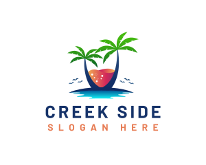 Palm Tree Island Drink logo design