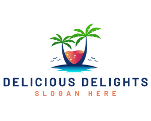 Palm Tree Island Drink logo design