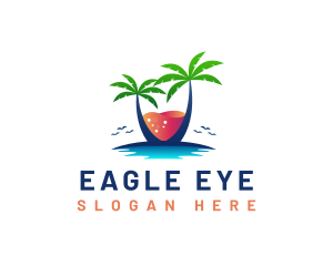 Palm Tree Island Drink logo design