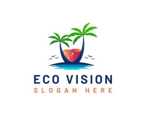 Palm Tree Island Drink logo design