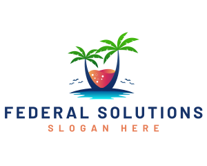 Palm Tree Island Drink logo design