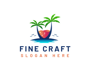 Palm Tree Island Drink logo design