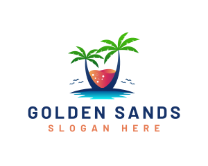 Sand - Palm Tree Island Drink logo design