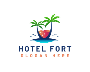 Palm Tree Island Drink logo design