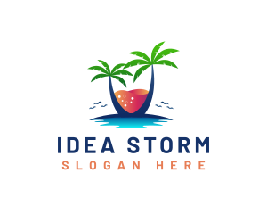 Palm Tree Island Drink logo design