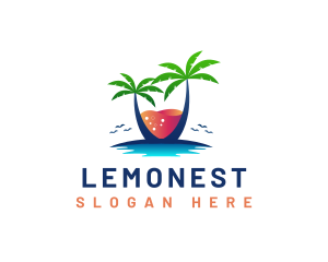 Vacation - Palm Tree Island Drink logo design