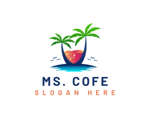 Palm Tree Island Drink logo design