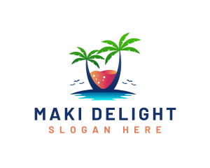 Palm Tree Island Drink logo design