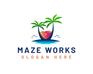 Palm Tree Island Drink logo design