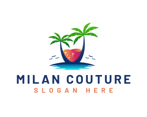 Palm Tree Island Drink logo design