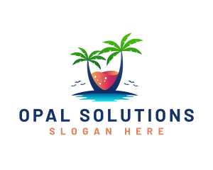 Palm Tree Island Drink logo design