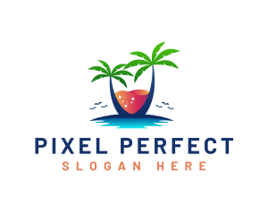 Palm Tree Island Drink logo design