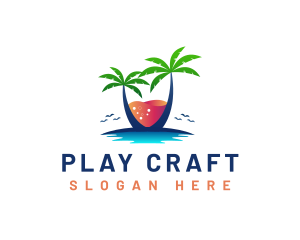 Palm Tree Island Drink logo design