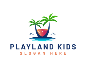 Palm Tree Island Drink logo design