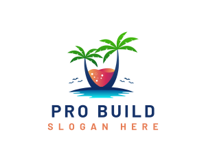 Palm Tree Island Drink logo design