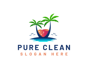 Palm Tree Island Drink logo design