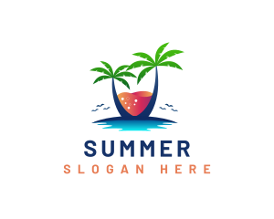 Palm Tree Island Drink logo design