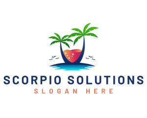 Palm Tree Island Drink logo design