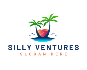 Palm Tree Island Drink logo design